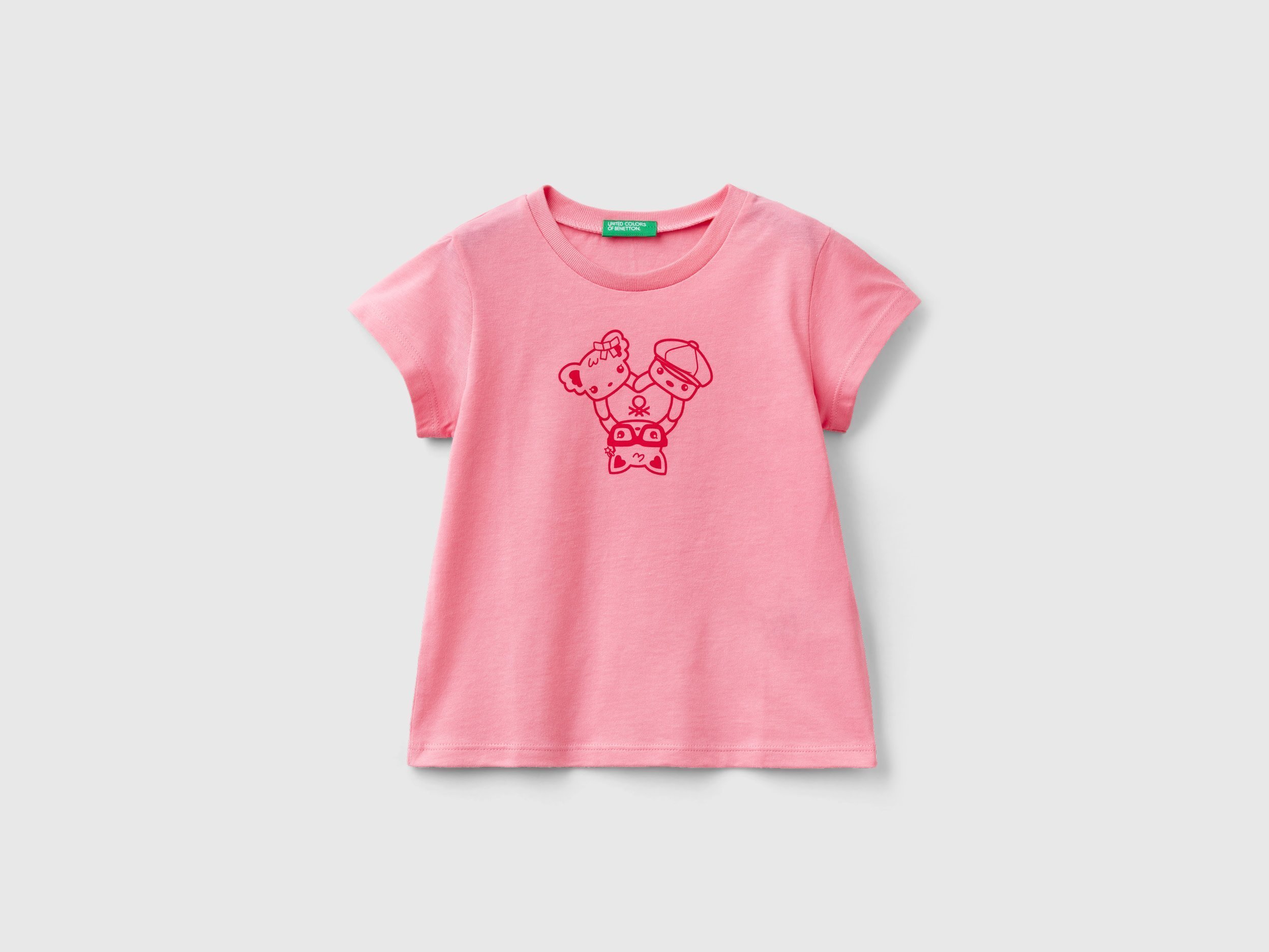 

детские розовые футболки Benetton для девочек 3096g10d7.p 3-4г, Розовый